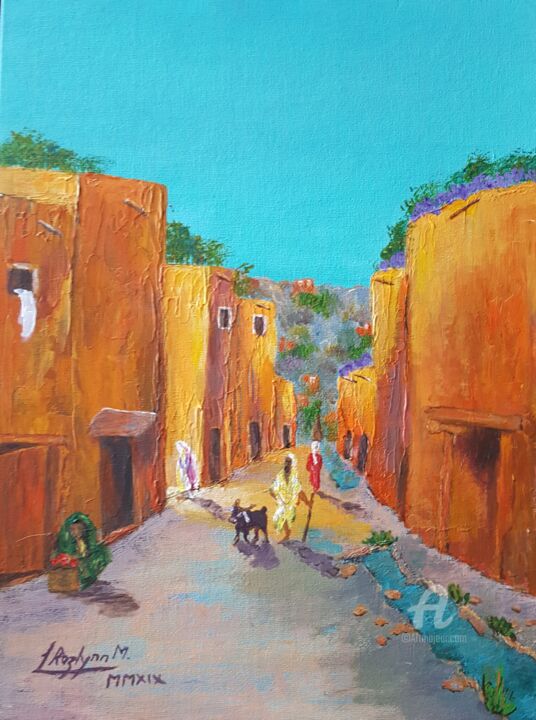 Malerei mit dem Titel "A Moroccan Mountain…" von L'Orientaliste, Original-Kunstwerk, Acryl