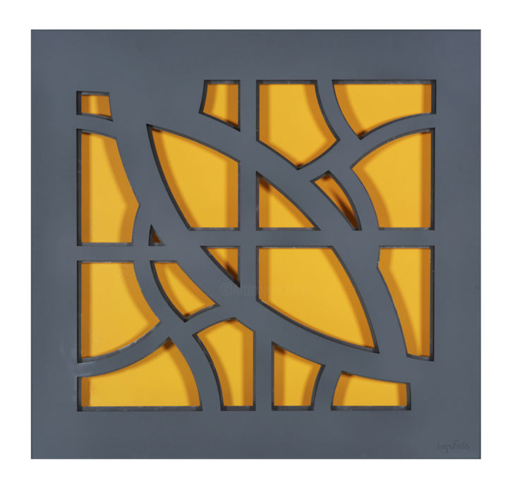 Sculptuur getiteld "Abstract Yellow" door Lugufelo, Origineel Kunstwerk, Aluminium