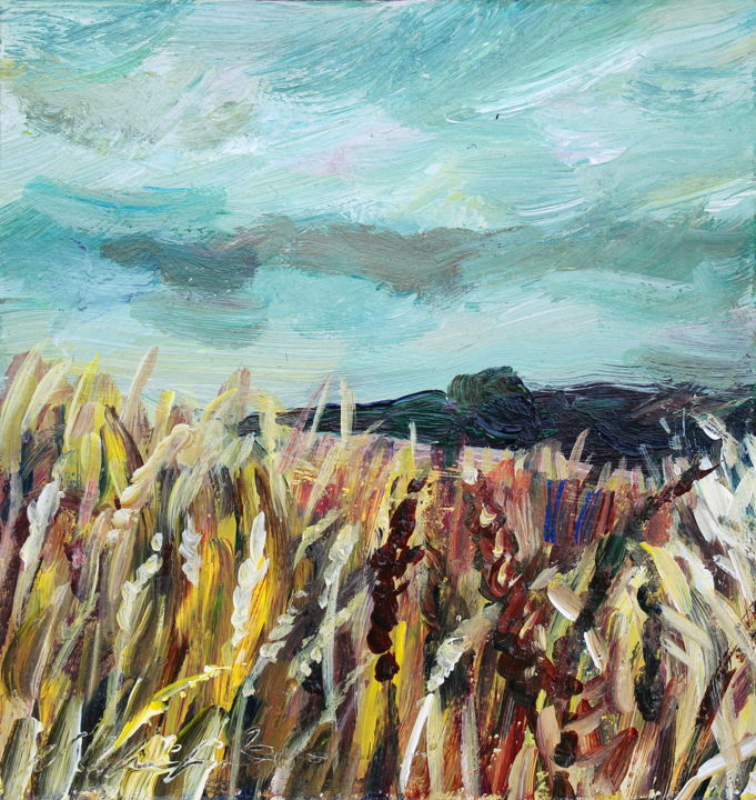 Peinture intitulée "Daily Champ de blé…" par Nathalia Chipilova, Œuvre d'art originale, Acrylique