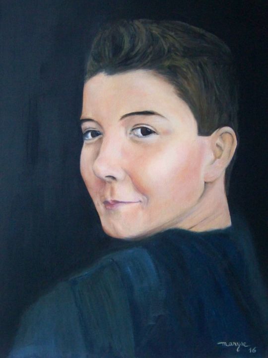 Peinture intitulée "L'adolescent" par Maryse Curinier-Rochette, Œuvre d'art originale, Huile Monté sur Châssis en bois