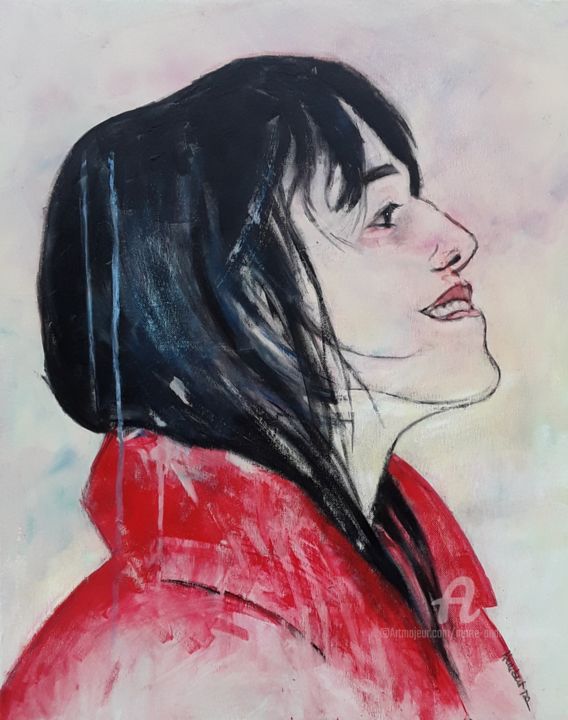 Peinture intitulée "Charlotte Gainsbourg" par Marie Andrée Hembert, Œuvre d'art originale, Acrylique Monté sur Châssis en bo…