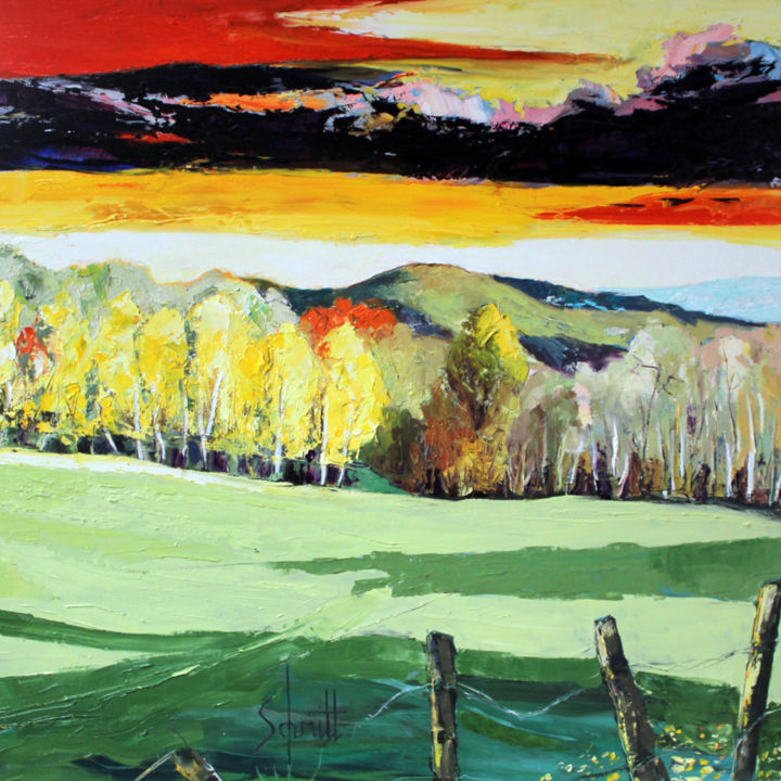 PAYSAGE D'AUTOMNE (Entre Saint Martin et Mornant) Painting, 35.4x35.4 in