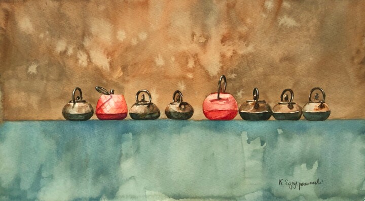 "Tea time" başlıklı Tablo Krystyna Szczepanowski tarafından, Orijinal sanat, Suluboya