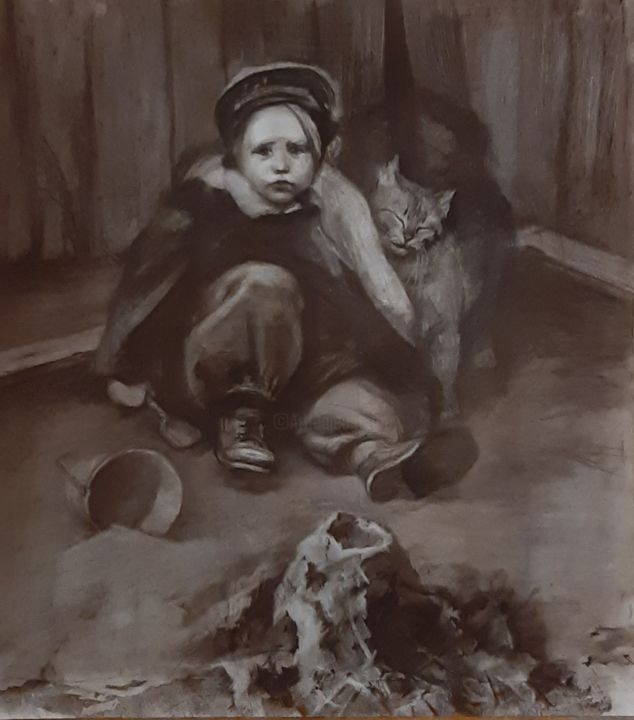 Drawing titled "Хулиганы" by Elena Paranina-Nartova, Original Artwork, Pastel
