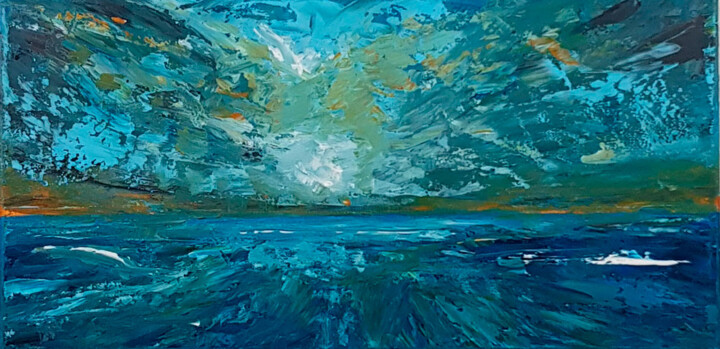 Malerei mit dem Titel "Turbulentes Meer" von Sophia Kühn, Original-Kunstwerk, Acryl