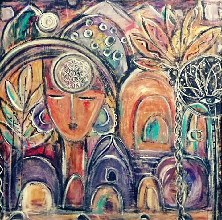 Painting titled "I'm now, here" by Imuni, Original Artwork, Acrylic