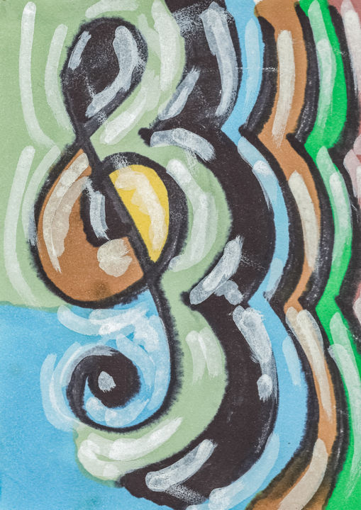 Peinture intitulée "Zik" par Nicolas Bernié, Œuvre d'art originale, Marqueur