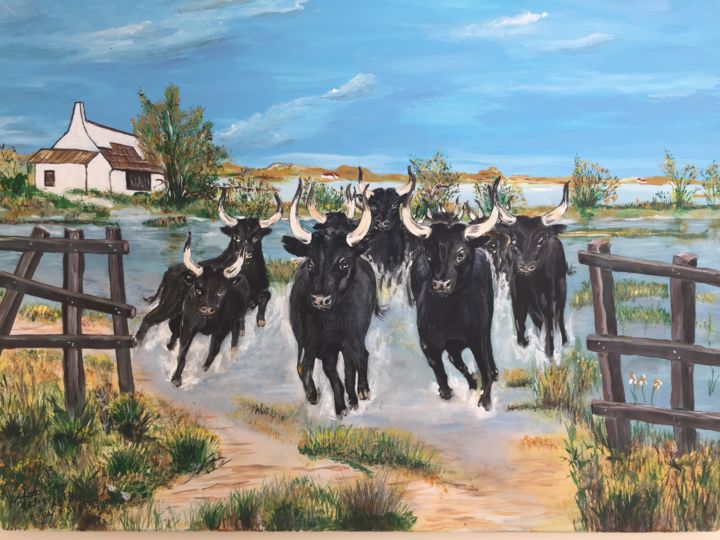 CAMARGUE 绘画, 18.1x26.8 in