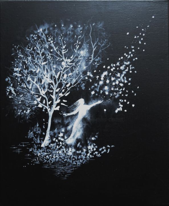 Peinture intitulée "Lights in darkness…" par Clau Redier-Clément, Œuvre d'art originale, Encre Monté sur Châssis en bois