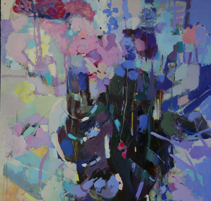 Абстракт фуксия 绘画, 37.4x37.4 in