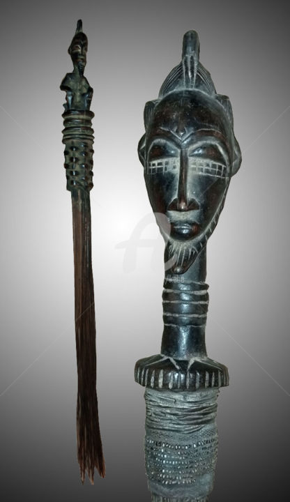 Chasse Mousse Baoule de la cote d'ivoire art éthique 雕塑, 23.6x2.8 in