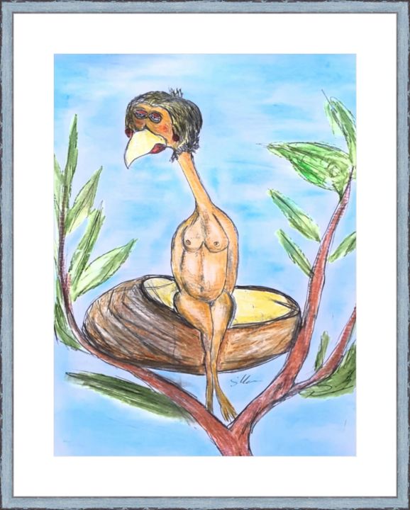 Drawing titled "Frühlingsgefühle" by Sigrid Helmlinger, Original Artwork, Pencil