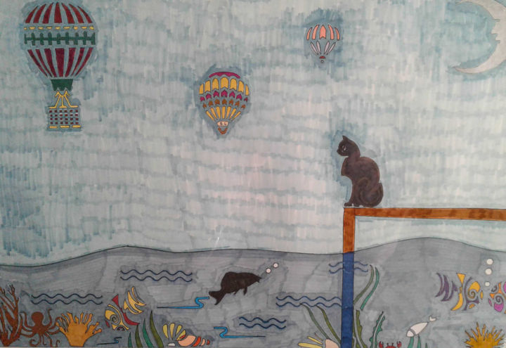 Cat Fish 图画, 18x24 in