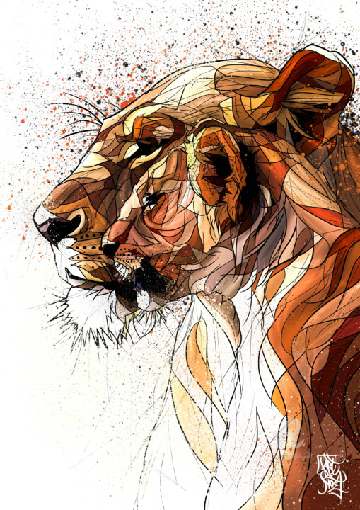 Lioness and lion cub 数字艺术
