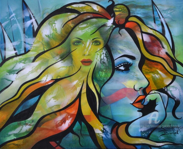 Peinture intitulée "au gré du vent" par Jeannette Guichard-Bunel, Œuvre d'art originale, Huile Monté sur Châssis en bois