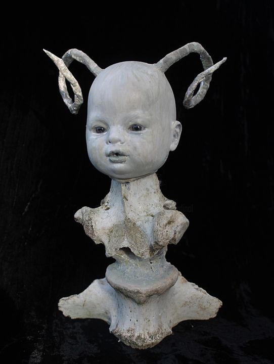 "Bélier" başlıklı Heykel Nancy Cardinal tarafından, Orijinal sanat, Kemik