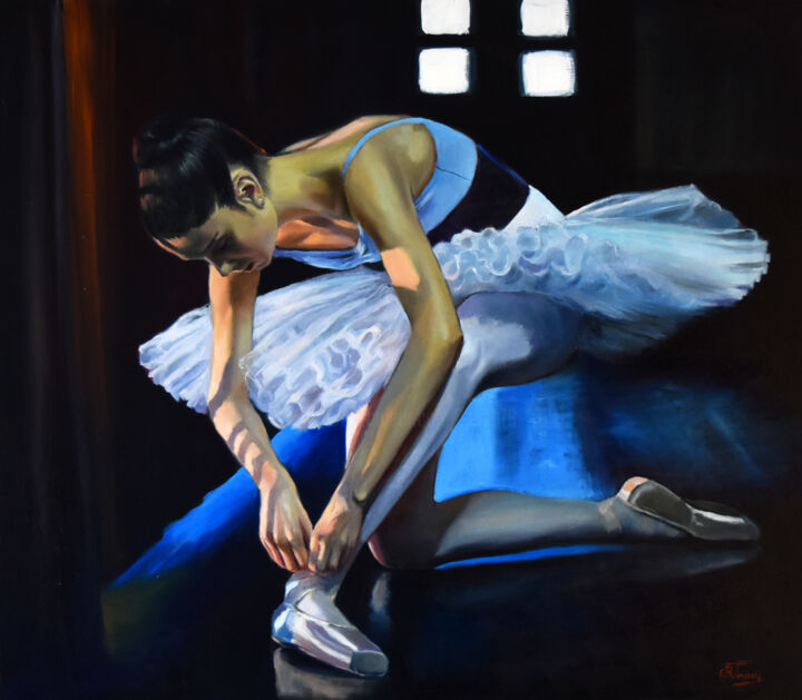 Painting titled "Preparing for perfo…" by Serghei Ghetiu, Original Artwork, Oil