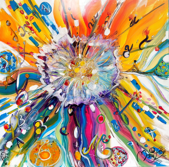 Peinture intitulée ""Code de vie"" par Marie Laplace, Œuvre d'art originale, Acrylique Monté sur Plexiglas