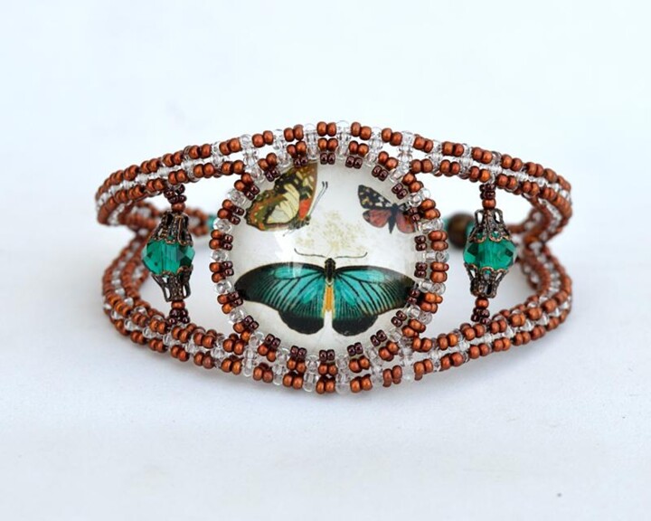 Butterflies in copper beadwork bracelet 设计