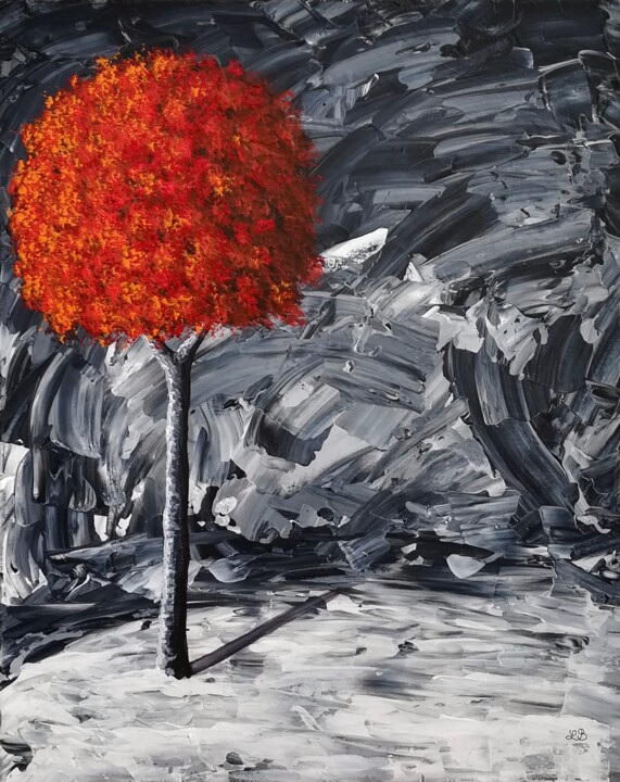 Painting titled "Seul dans la nuit" by Bruno Lemasson, Original Artwork, Acrylic