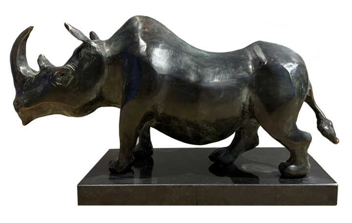 Rhinoceros 雕塑, 3.9x13.8 in