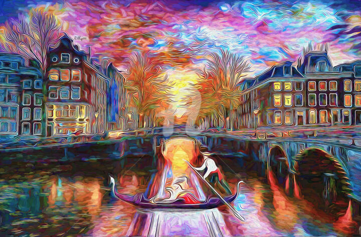 Grafika cyfrowa / sztuka generowana cyfrowo zatytułowany „Sunset in Amsterdam” autorstwa Nenad Vasic Kiklop99, Oryginalna pr…