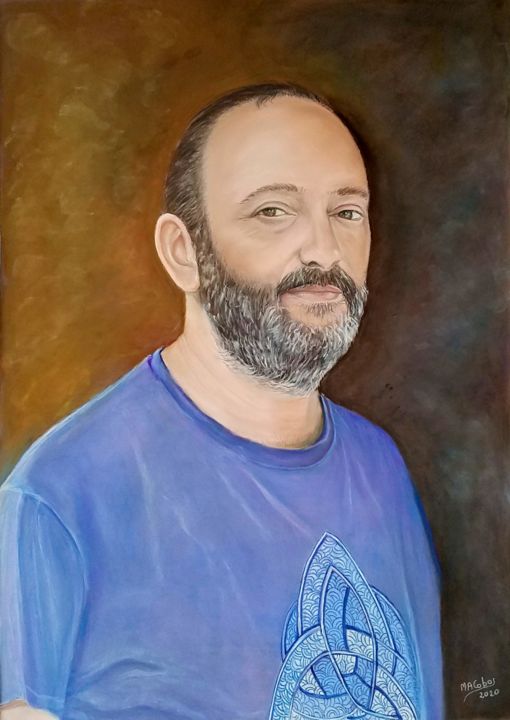 Dessin intitulée "Daniel, mon fils" par Marian Cobos, Œuvre d'art originale, Pastel