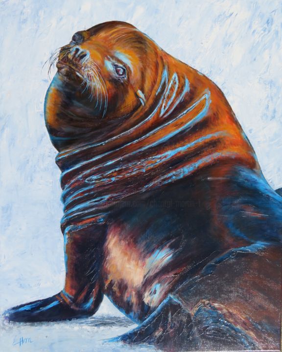 Peinture intitulée "SUR MA BANQUISE" par Chantal Martin (chm), Œuvre d'art originale, Acrylique