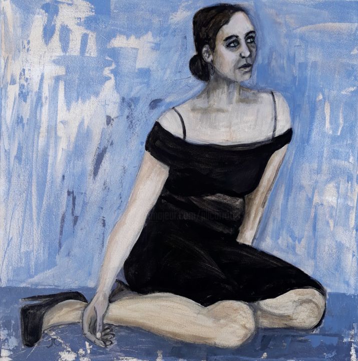 Painting titled "Ana in a Black Dress" by Jill Carrott, Original Artwork, Acrylic