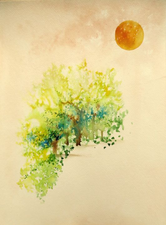 Petite douceur du jour - encres acryliques - paysage 绘画, 12.6x9.5 in