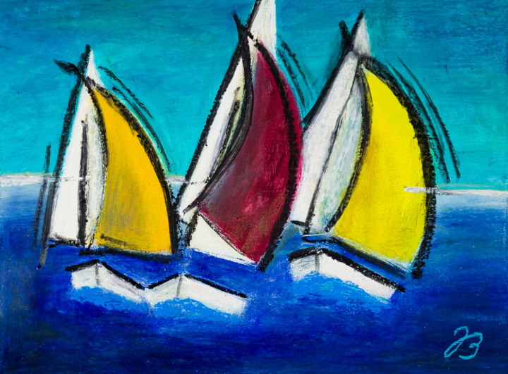 Tanzende Boote * Dancing Boats 绘画, 11.8x15.8 in