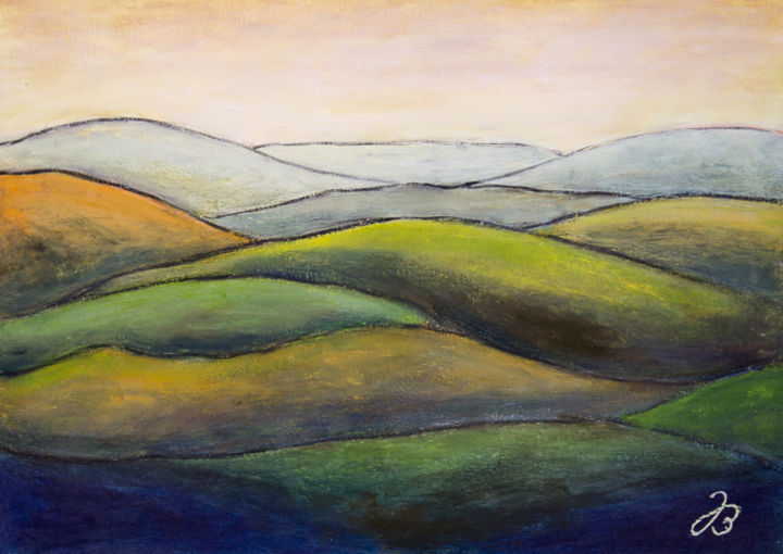 Abstrakte Hügellandschaft * Hillscape 绘画, 16.5x22.1 in