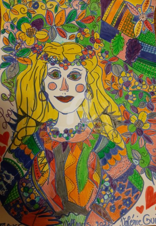 La belle Cécilia. 绘画, 11.4x8.3 in