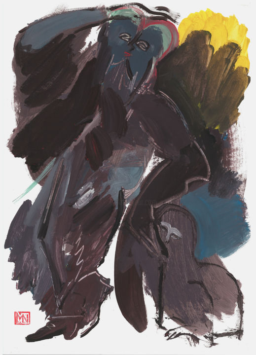Painting titled "Lovers #2" by Mariya Nesvyetaylo, Original Artwork, Gouache