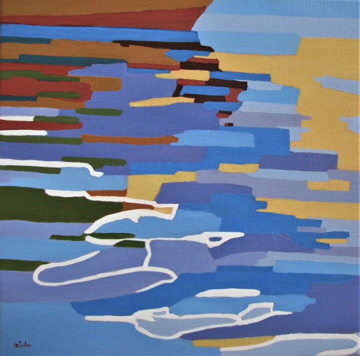 Peinture intitulée "Reflets dans le por…" par Jean-Noël Le Junter, Œuvre d'art originale, Huile Monté sur Châssis en bois