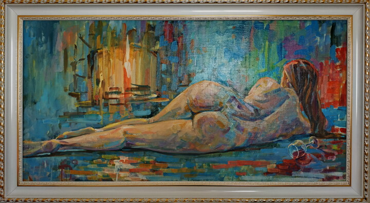 У камина 绘画, 19.7x38.2 in