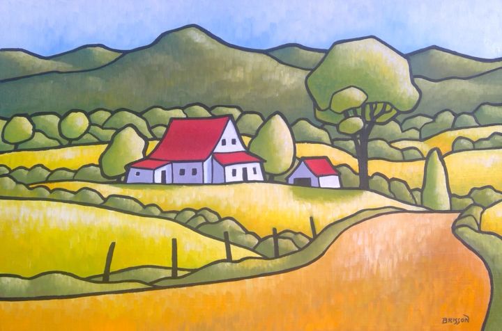 Painting titled "Paix climatique" by François Brisson, Original Artwork, Oil Mounted on Wood Stretcher frame
