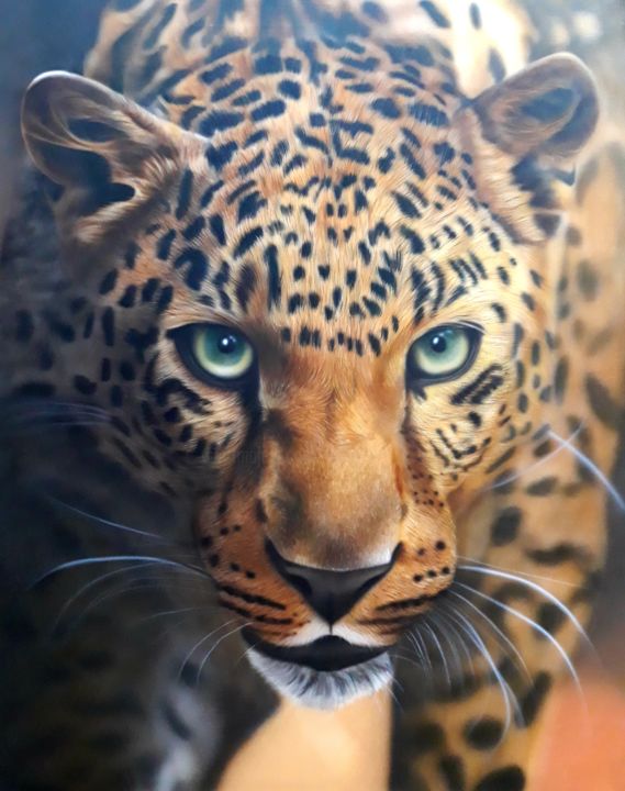 Painting titled "Luipaard" by Nesdesign, Original Artwork, Airbrush
