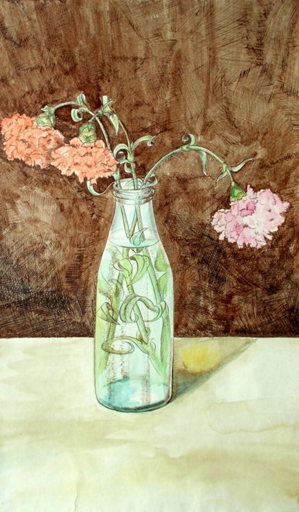Carnations. Гвоздики 图画, 16.9x9.8 in