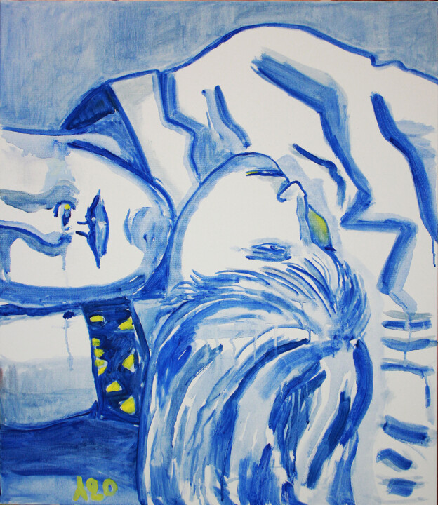 Le Bonheur - Bleu 绘画, 25.6x21.3 in