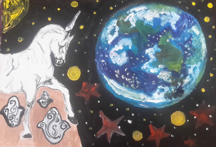 Pegasus World Tablo Painting, 14x19.7 in