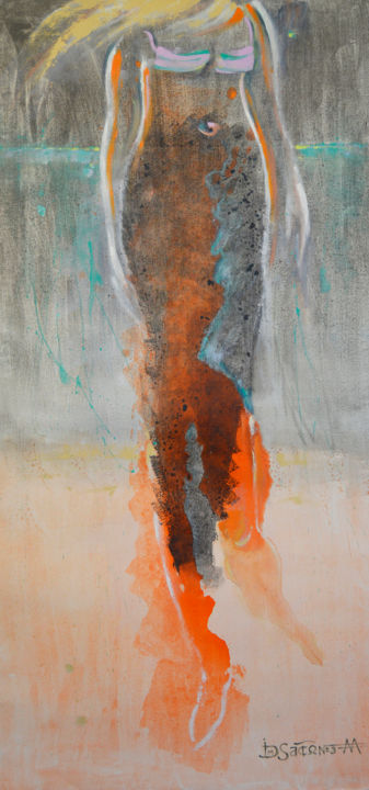 Painting titled "Stroll On The Beach" by Daas, Original Artwork, Acrylic