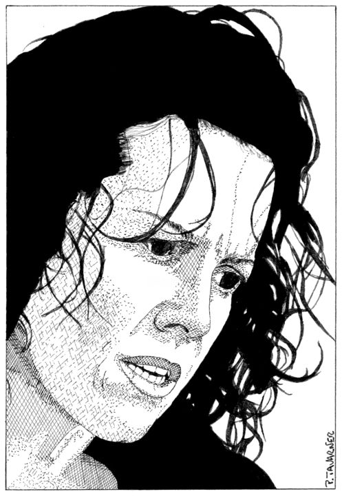 Dessin intitulée "Sigourney Weaver" par Pascal Tavarner, Œuvre d'art originale, Encre