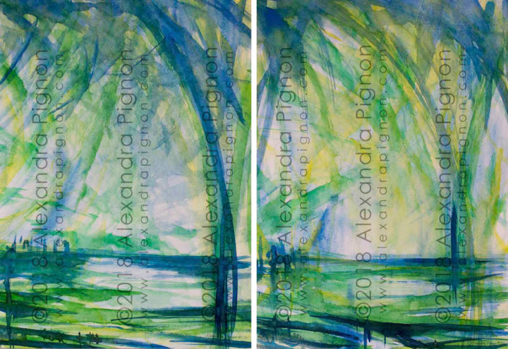 Painting titled "Twin - 2018" by Alexandra Pignon, Original Artwork, Watercolor