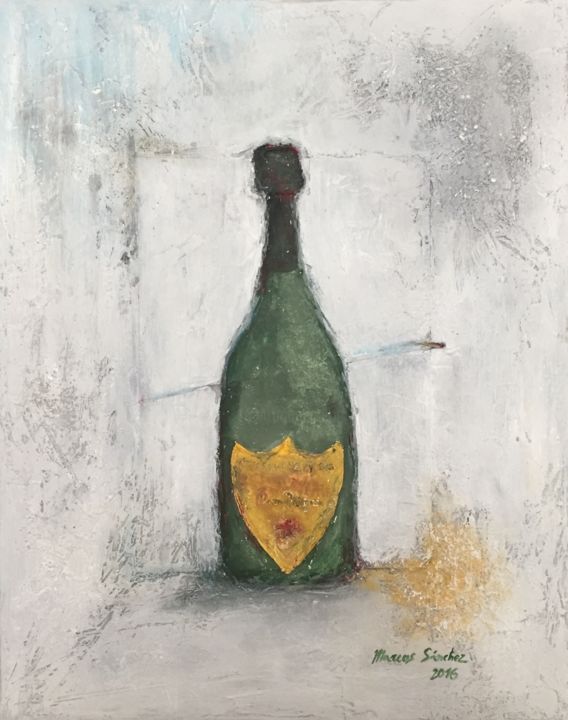 Painting titled "dom perignon" by Marcos Sánchez, Original Artwork, Acrylic