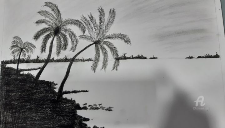 Drawing titled "charcoal art nature1" by Aviatorsam, Original Artwork, Charcoal