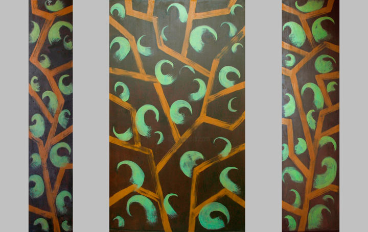 Painting titled "Floral triptych" by Richka, Original Artwork, Acrylic Mounted on artwork_cat.