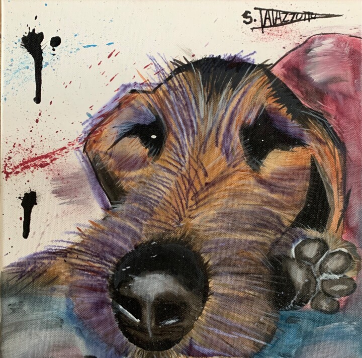 Une vie tranquille(chien dogs) 绘画, 11.8x11.8 in