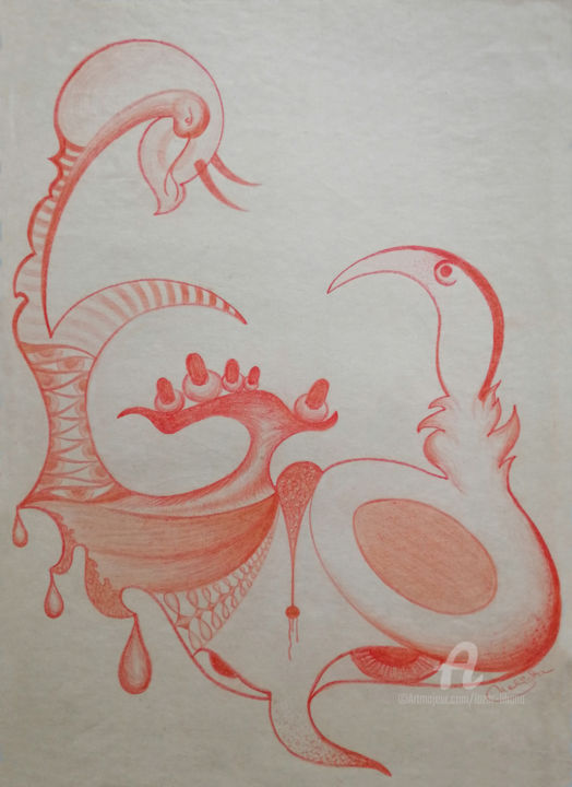 Idées en rouge 6 (Les années 80) 图画, 17.7x13.8 in