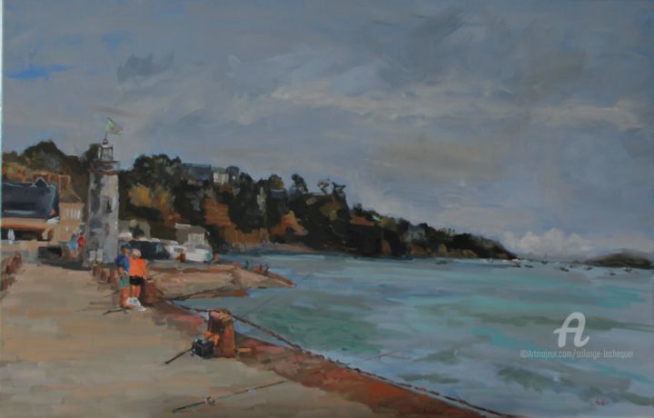 Peinture intitulée "Cancale: Fin de jou…" par Chéker, Œuvre d'art originale, Huile
